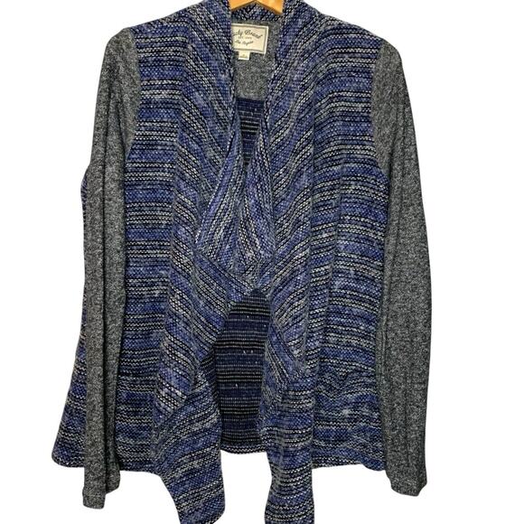 Lucky Brand Cardigan Women's Large Open Boho Blue Marled Lagenlook Wool Blend - Picture 1 of 7